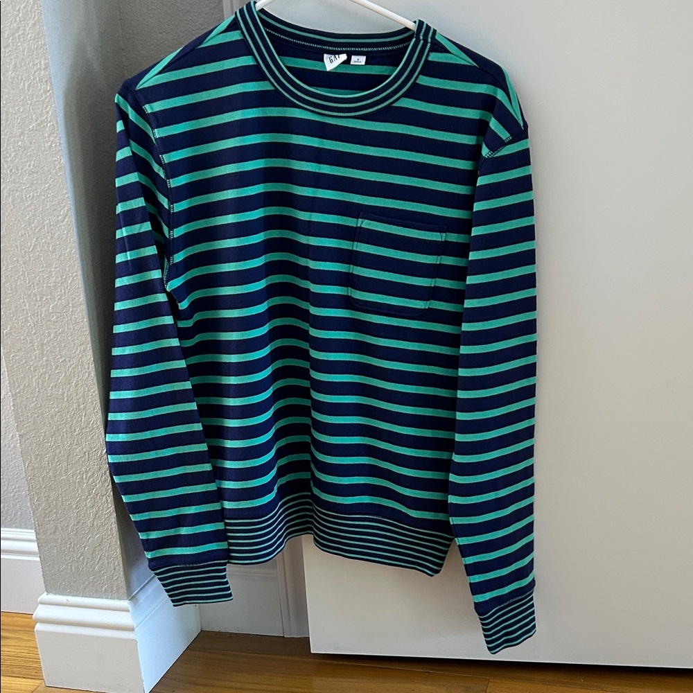 Women’s GAP Navy and Green Striped Tee
